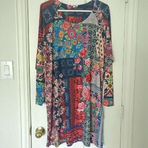 Johny Was floral patchwork print shirt dress XL-sold